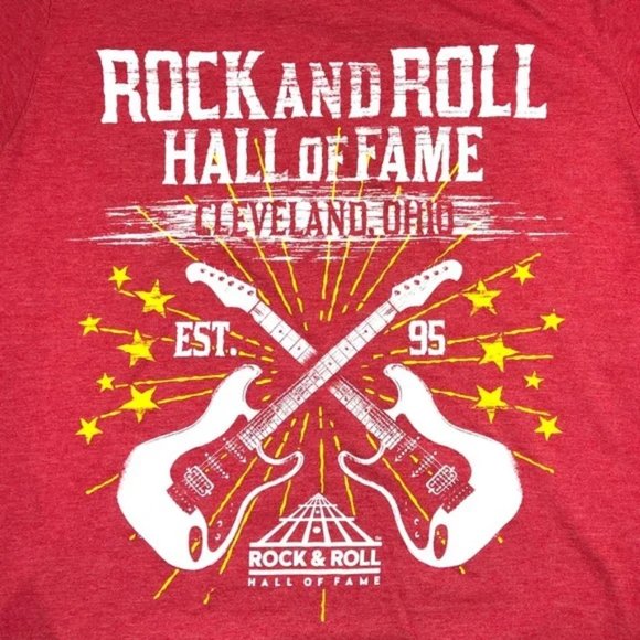Rock and Roll Hall of Fame Red Retro Electric Guitar Graphic Tee - Picture 5 of 7